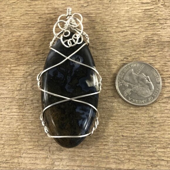 Crazy Lace Plume Agate  Necklace Pendant - Picture 2 of 5